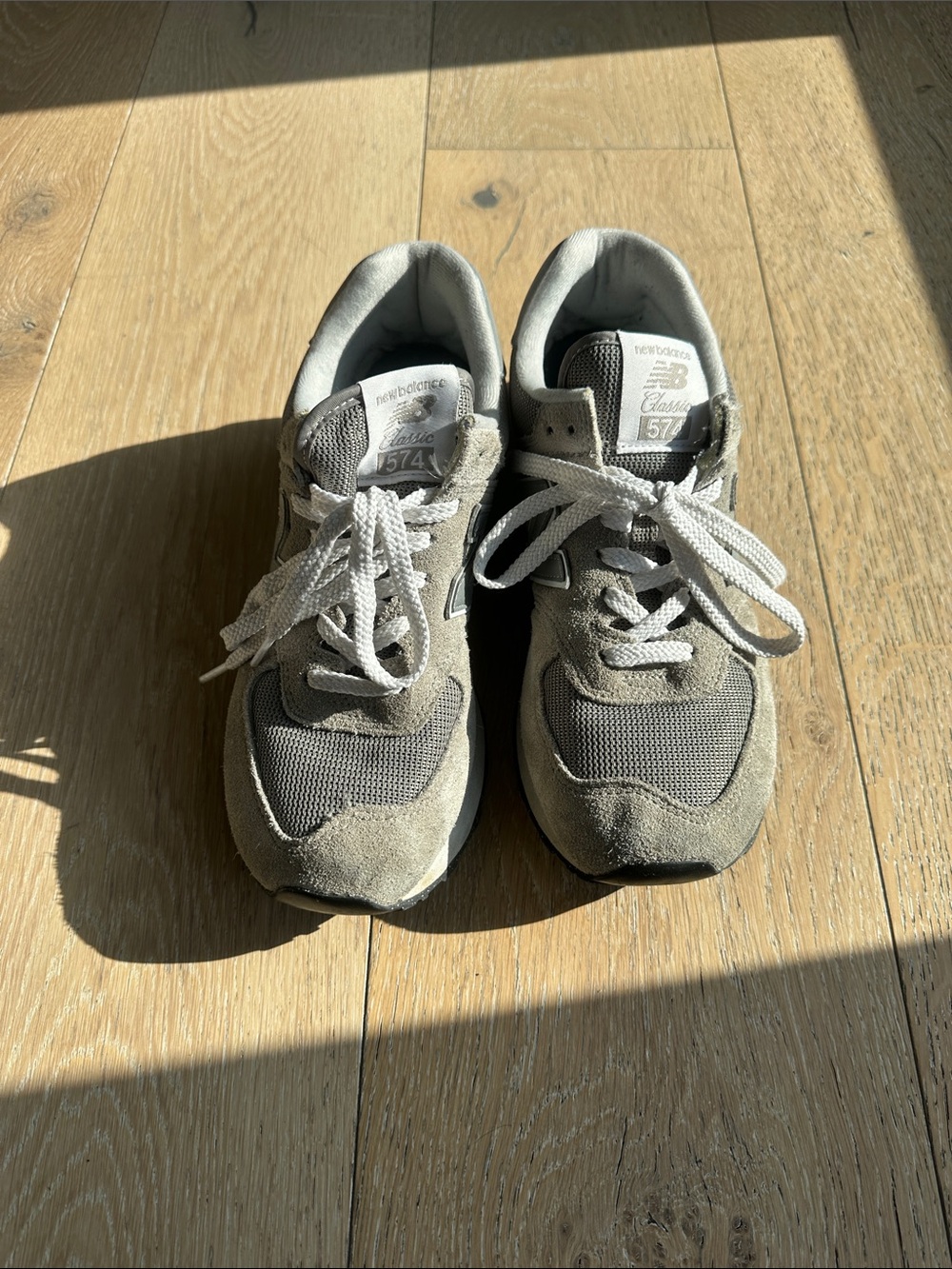 New Balance Gray Suede & Mesh 574 Sneakers